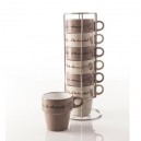 6 Mugs sur rack "Chocolat"